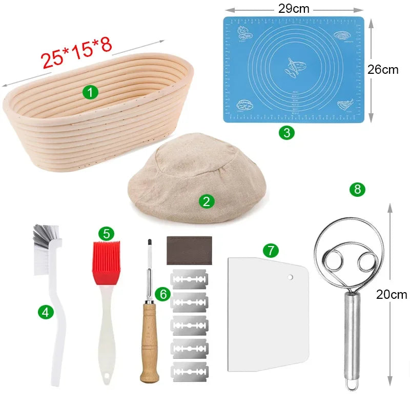 5/8pcs Bread Banneton Proofing Basket Natural Rattan Wicker Oval Round Dough Sourdough Baskets Cane Baking Fermentation
