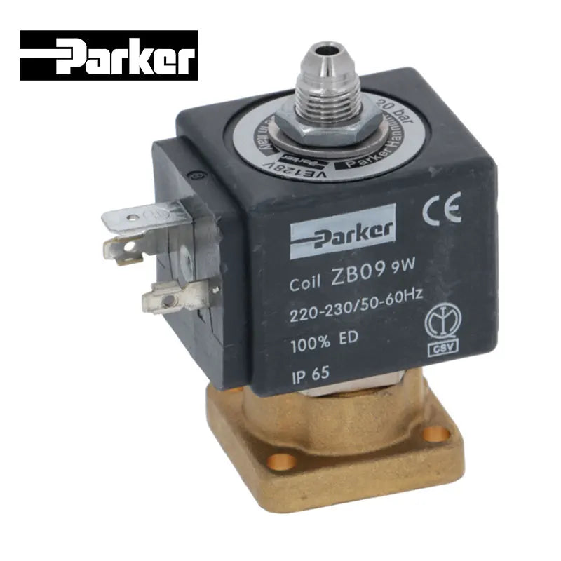 Italian made, semi-automatic coffee machine brewing head solenoid valve Parker ZB09/483510S6 230V solenoid valve brass