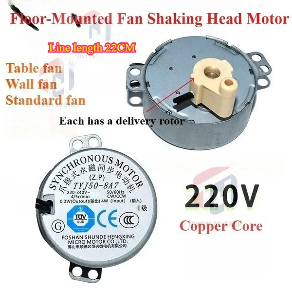AC220V TYJ50-8A7 Gift Rotor CW/CCW Claw Pole Permanent Magnet Synchronous Motor 4W 50/60Hz Electric Fan