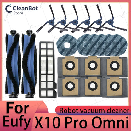 Accessories Compatible with Eufy X10 Pro Omni Robot Vacuum Dust Bag Hepa Filter Roller Side Brush Mop Cloth