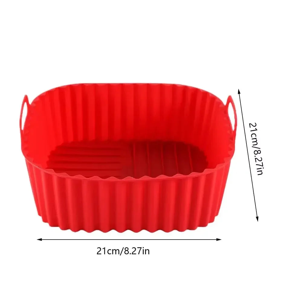 Square Silicone Air Fryer Liners Reusable Non Stick Baking Mat for 4 to 7QT Fryer Oven Microwave Kitchen Baking Use
