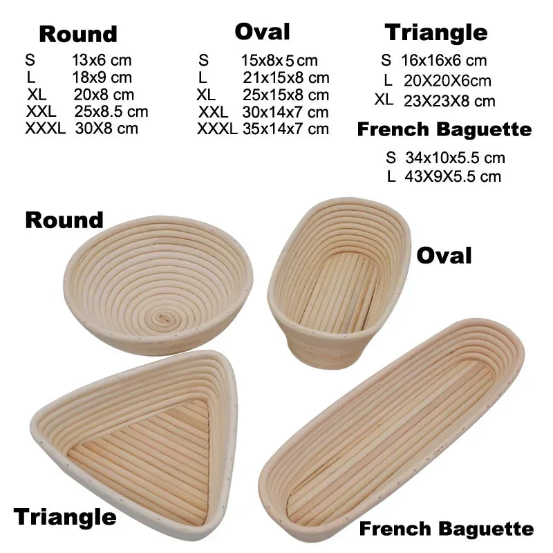 5/8pcs Bread Banneton Proofing Basket Natural Rattan Wicker Oval Round Dough Sourdough Baskets Cane Baking Fermentation