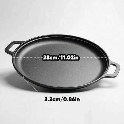 LugoBox 1pc Cast Iron Grill Pan, Pre-Seasoned 11.02 Inch Skillet With Dual Large Loop Handles, Kitchen Gadgets For Pizza Lovers Kitchen Accessories Kitchen Accessories