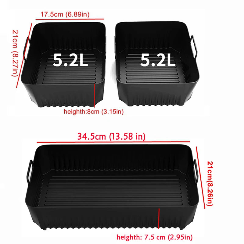 Reusable Silicone Air Fryer Basket Liner Fit Ninja AF500 Non-Stick Heatproof Easy Clean Kitchen Cooking Accessory