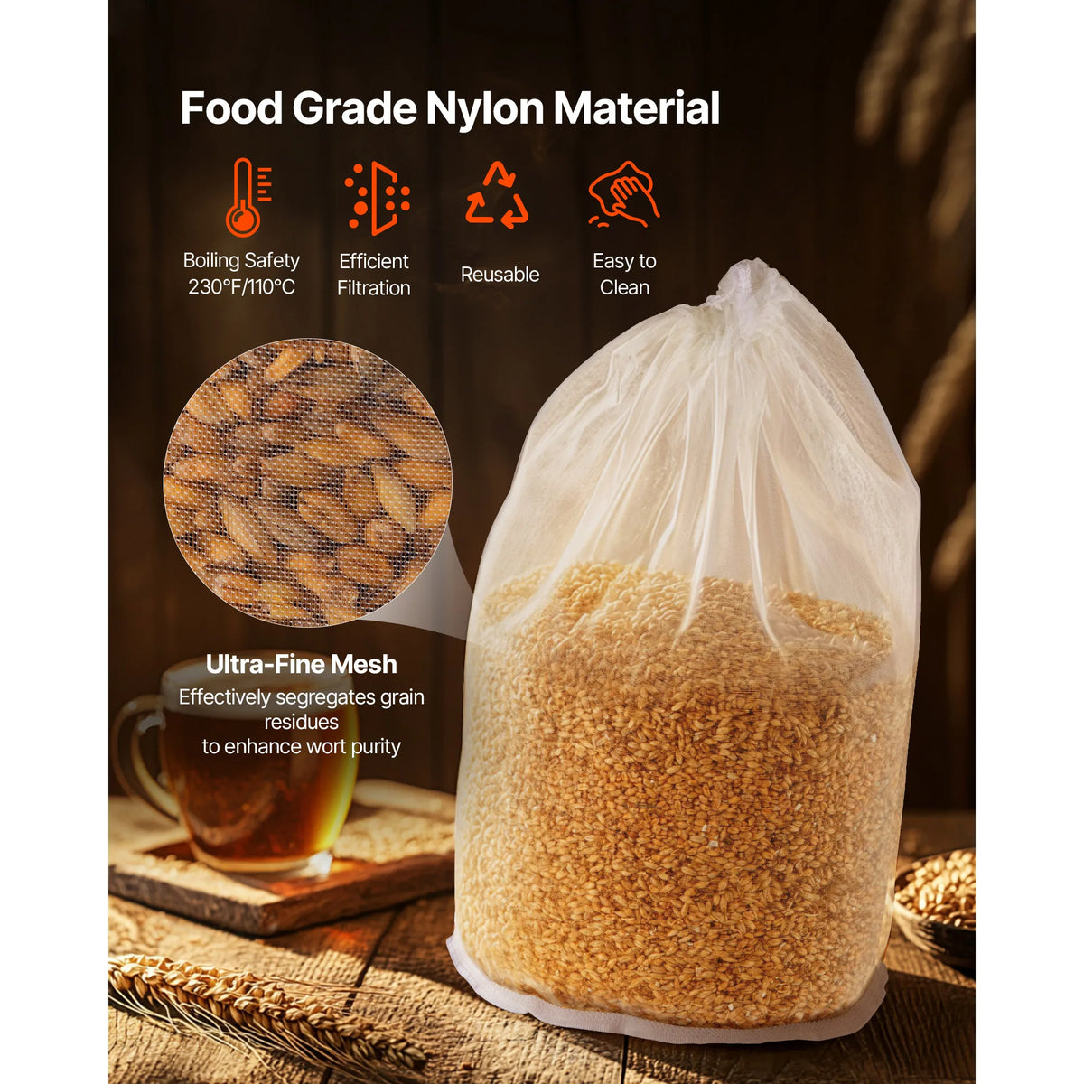 SucceBuy Brew Bags 2PC Nylon Material Grain Bag 10PCS Natural Cotton-Linen Hop Bag Only for Our Automatic Beer Brewer
