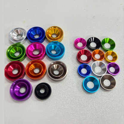 15Pcs Aluminum Alloy Conical Washers Aluminium Colorful Anodized For Countersunk Screw Spacers Gasket M2 M2.5 M3 M4 M5 M6 M8