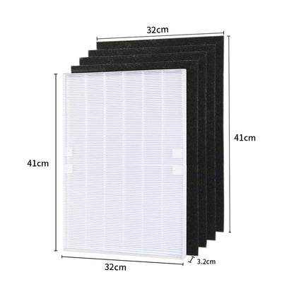4 Pieces Air Purifier Parts Carbon Pre-filters and 1 Piece Main HEPA Filter for Winix 115115 5300 5500 6300
