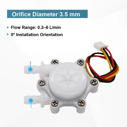 Hall Pulse Water Flow Sensor DC3.5-24V Low Flow Meter 7mm Hose 0.1-6L Min Flowmeter for Water Purifier Coffee Machine