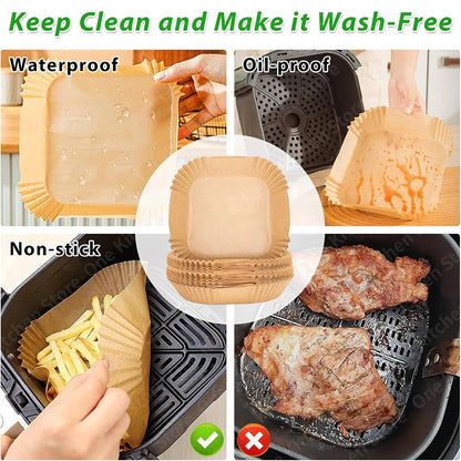 Large Size 23cm Square Cooking Paper Disposable Liners XXL Airfryer Baking Non-Stick Parchment Papers for Roasting Microwave