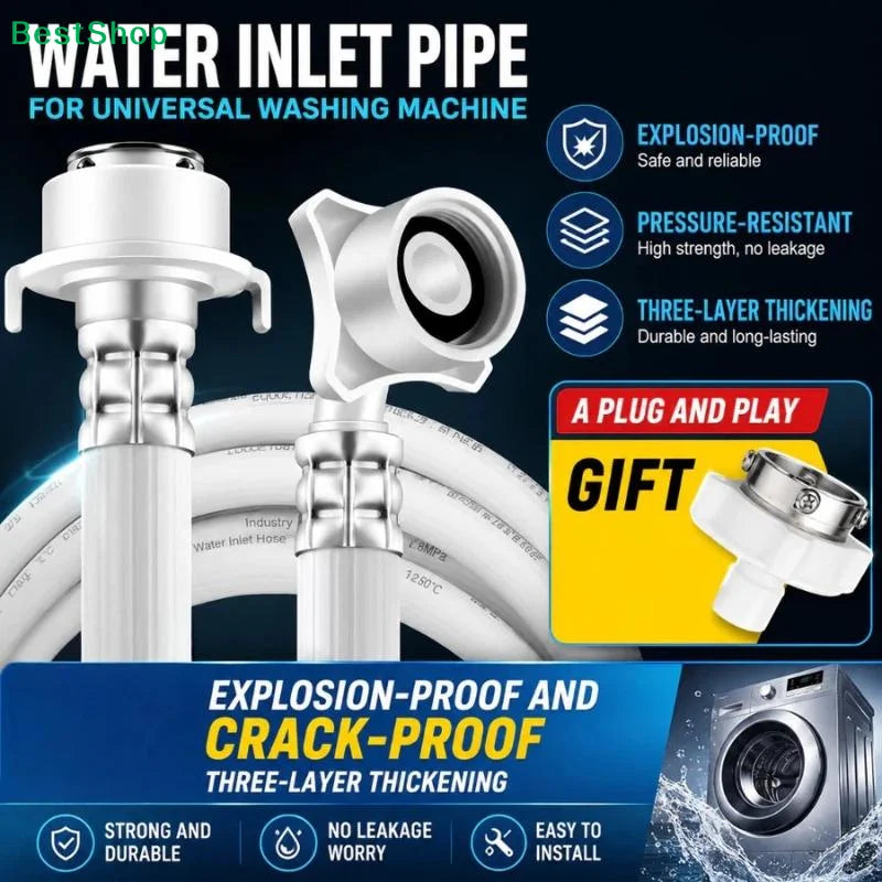 〔P〕Automatic Washing Machine Water Inlet Pipe Optional Hose Extension Adjustable Head Thickened Upper Water Pipe