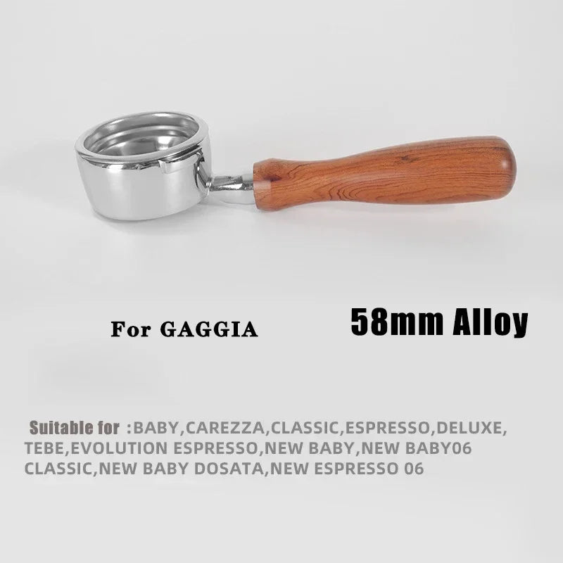 58mm Filter for GAGGIA Coffee Machine Bottomless Coffee Portafilter Home Espresso Solid Wood Handle Barista Tool