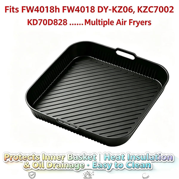 27CM Air Fryer Silicone Mat Reusable Baking Tray, Air Fryer Baking Sheet Silicone Mat Tray Air Fryer Container Easy To Clean