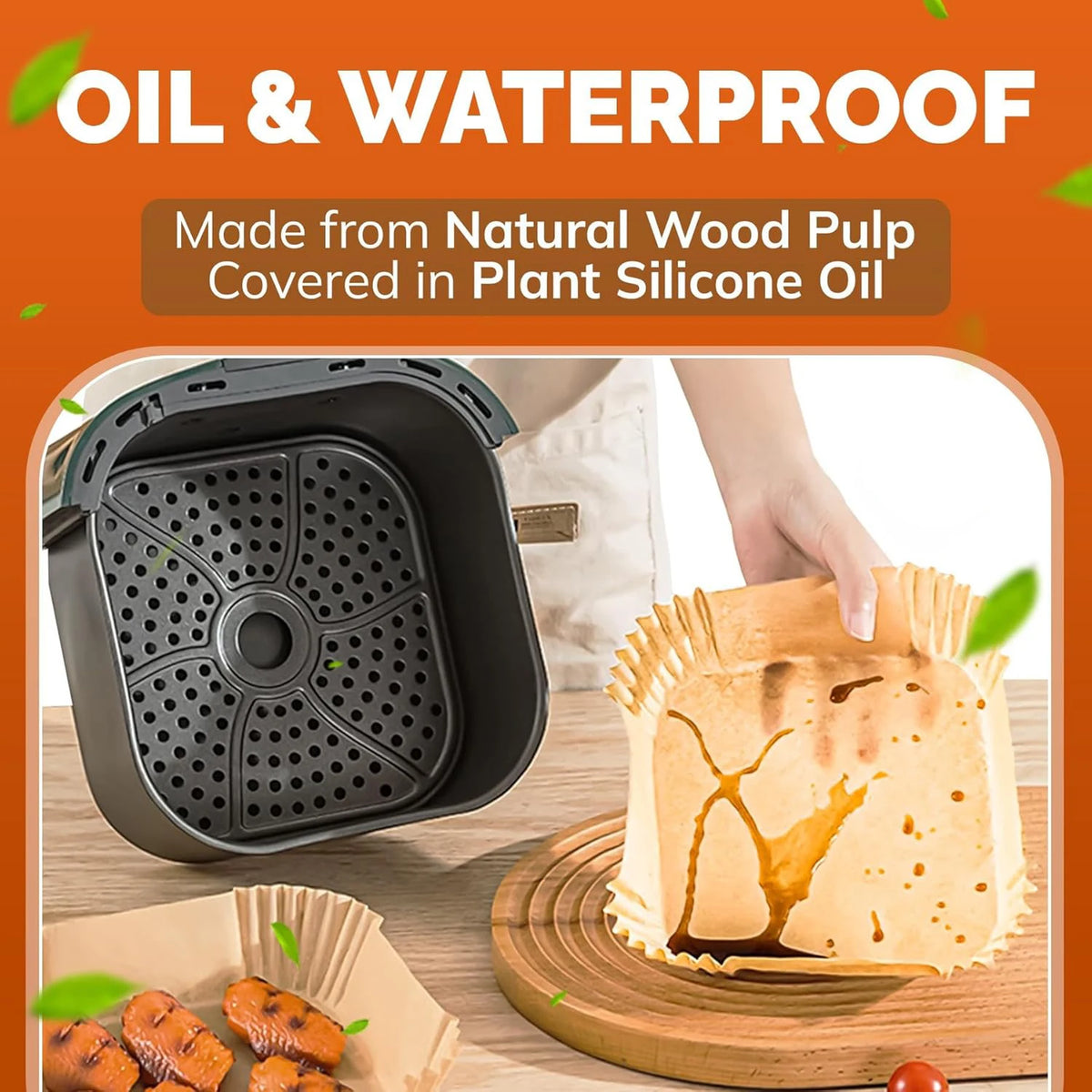 Air Fryer Paper Liners for Ninja Foodi Grill AG301 Grill, AF141 Pro 4-in-1 Disposable Square Parchment Paper