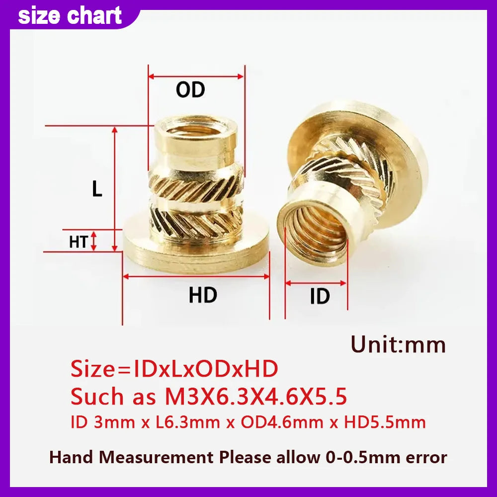 Flange Insert Nut Iron Tip Soldering Brass Thread Embedded Kit Heat Insertion Tool 3D Printer Accessories M2 M2.5 M3 M4 M5 M6M8