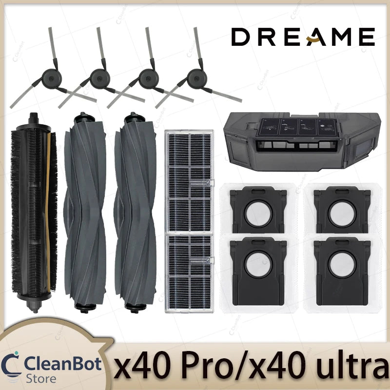 Dreame X40 Pro X40 Ultra Robot Vacuum Cleaner Accessories Main Brush Side Brush HEPA Filter Mop Cloths Dust Bag Par
