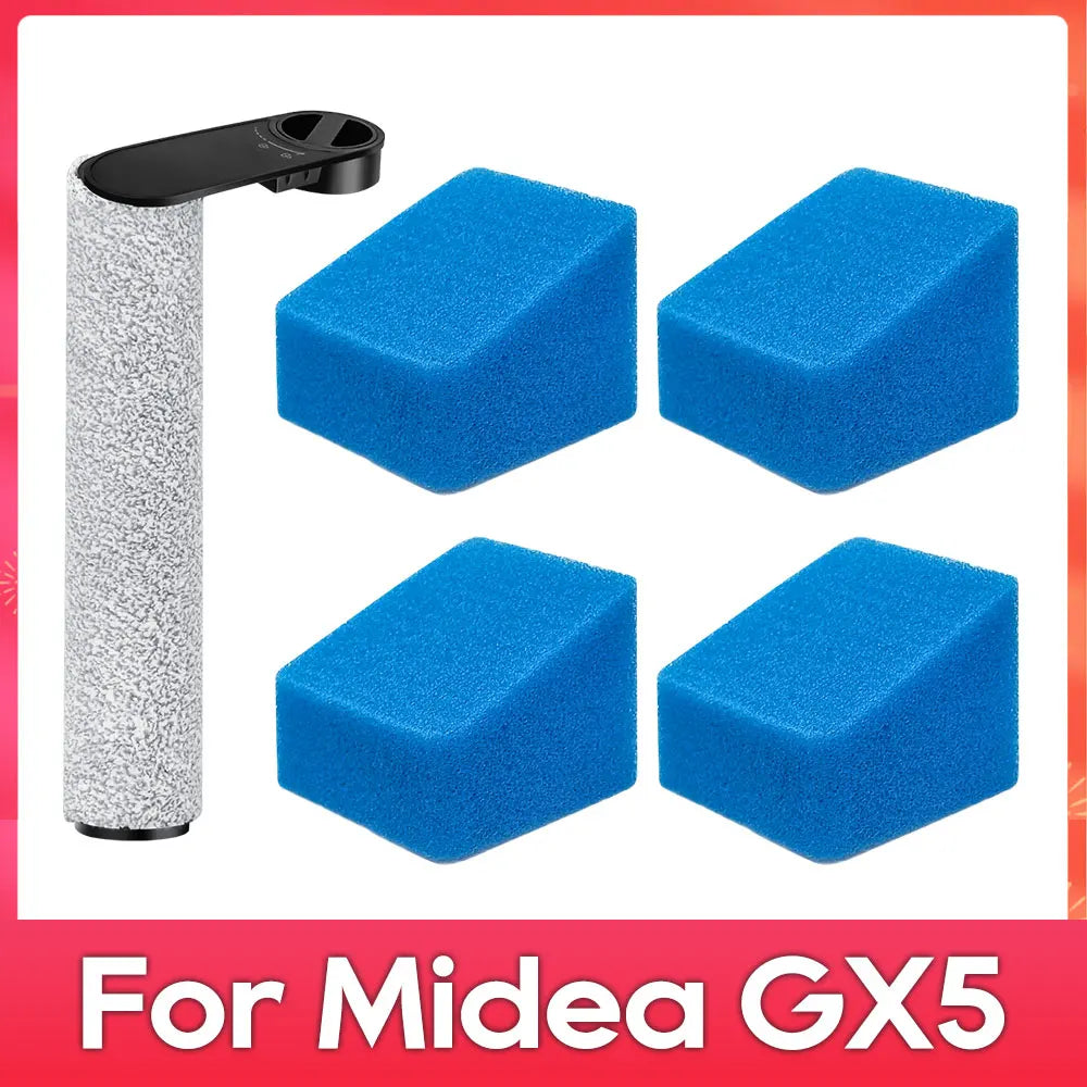 Compatible with (Midea GX5 / JONR ED12 ) Robot Vacuum Cleaner Accessories Parts Replacement Kit Roller Soft Brush Filter