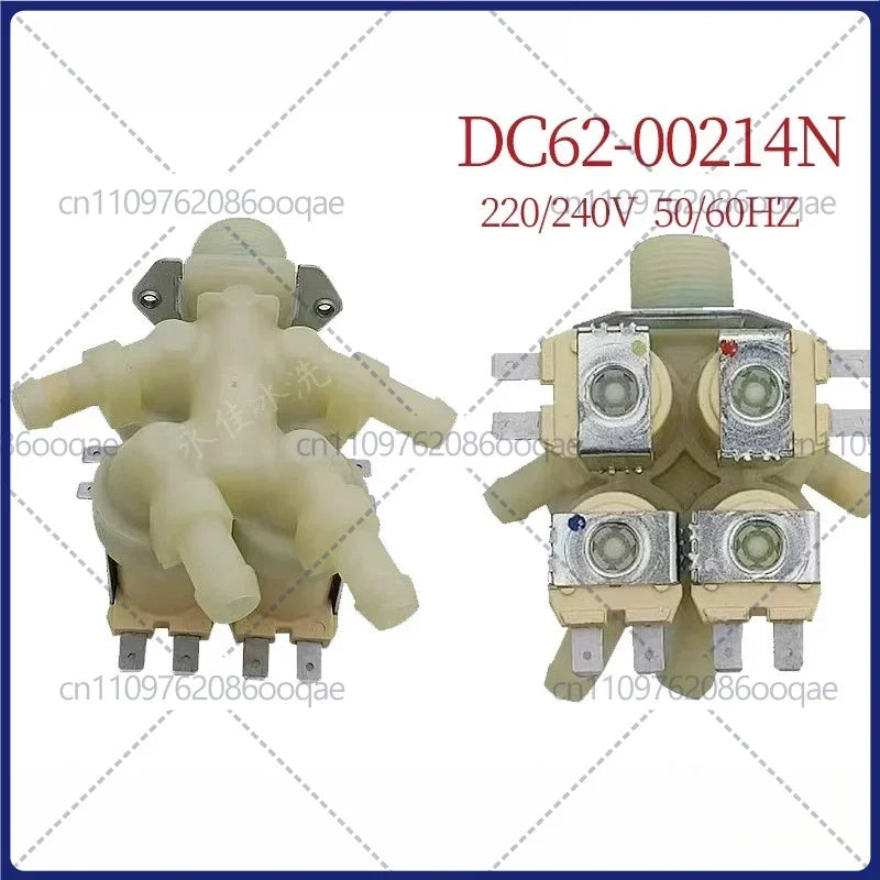 For DC62-00214N Compatible with Samsung Washing Machine 4-Way Water Inlet Valve AC220-240V 4-Outlet Solenoid Valve Washer Replacement Part