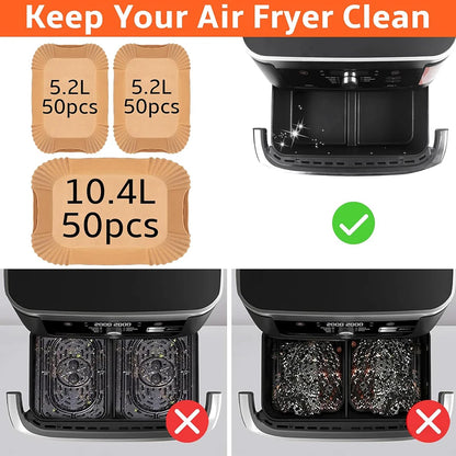 150pcs Air Fryer Liners for Ninja AF500 Disposable Air Fryer Paper Liners Compatible with Instant 8.5L and Duronic 10L Bakeware