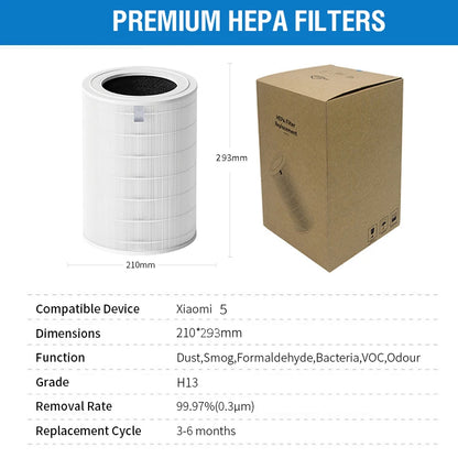 Compatible with Xiaomi 5 Filter Replacement Filter for Xiaomi Mi Mijia Air Purifier 5