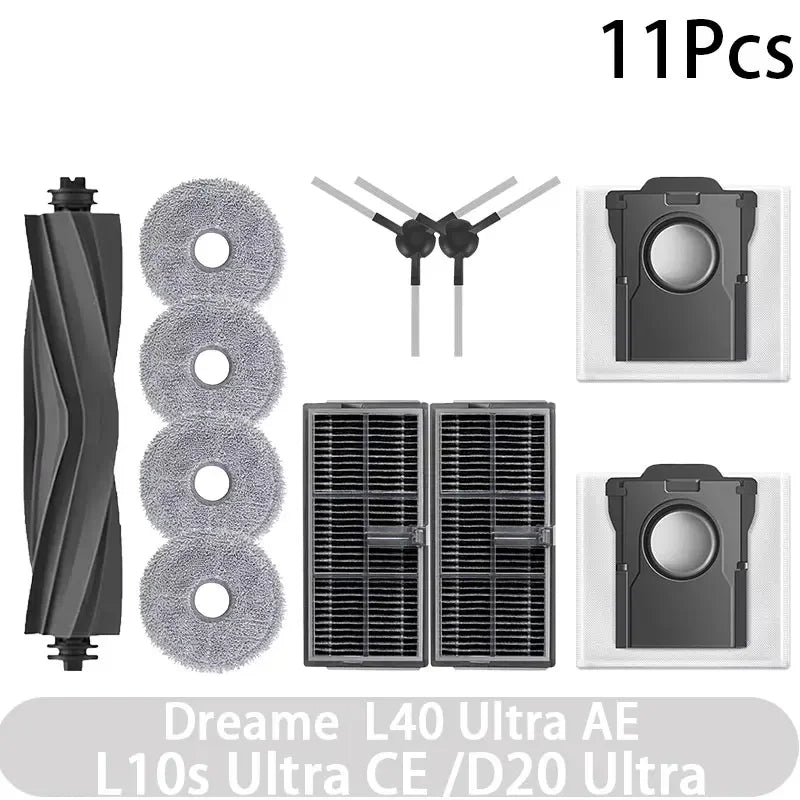 For Dreame L40 AE/L10s CE/D20 Vacuum Cleaner Accessories Main Brush Edge Brush Cloth Dust Bag Filter Screen