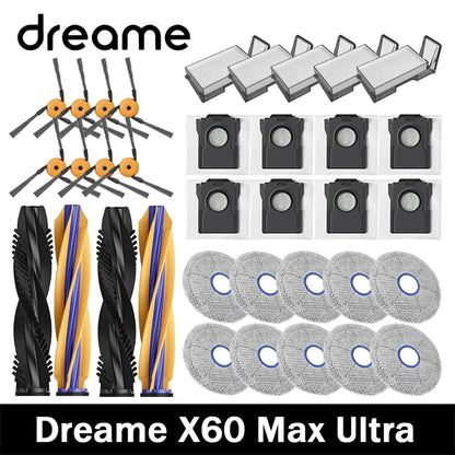 Dreame X60 Max Ultra Robot Vacuum Cleaner Accessories Main Side Brush HEPA Filter Mop Cloths Dust Bag Spare Parts
