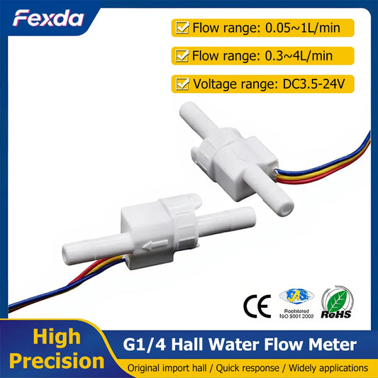 G1/4 Hall Water Flow Meter DN8 Quick Connect Liquid Flow Sensor Counter for Water Dispensers Coffee Machines Water Purifiers