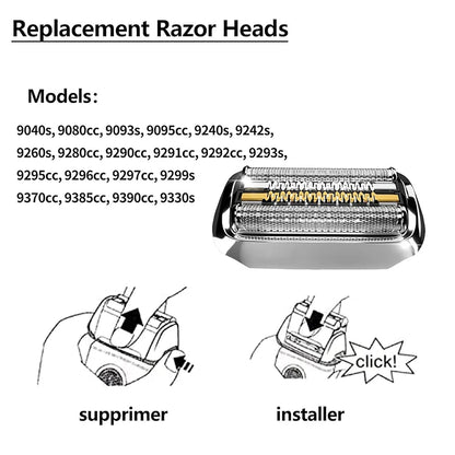 92B 92S Foil&Cutter CASSETTE HEAD Compatible with Braun Series 9 S9 Shaver 9080CC 9240S 9242S 9260S 9280CC 9290SS 9290CC 9291CC 9292CC