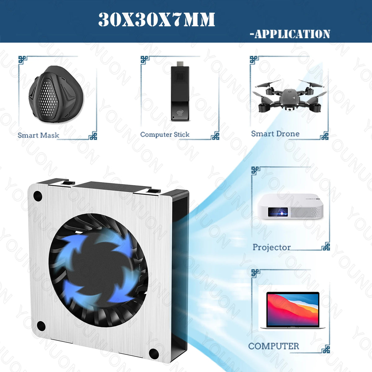 3cm 30mm fan 30x30x7mm 3007 5V/12V miniature ultra-thin blower, used for side-blowing heat dissipation of projector flat panel