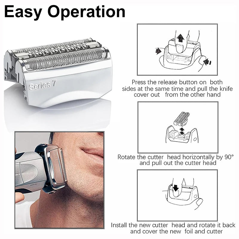 70S Replacement Shaver Head Compatible with Braun Series 7 — Pack Options