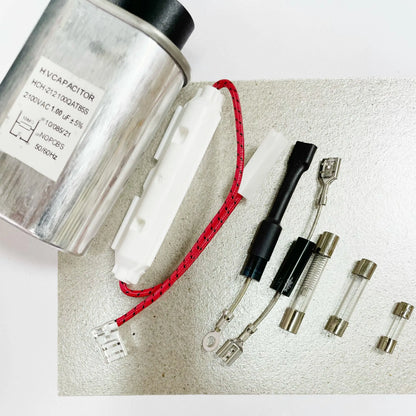 1UF 2100V Microwave Oven Accessories: High-Voltage Capacitor, Power Supply Fuse, High-Voltage Diode, Mica Sheet 7-Piec