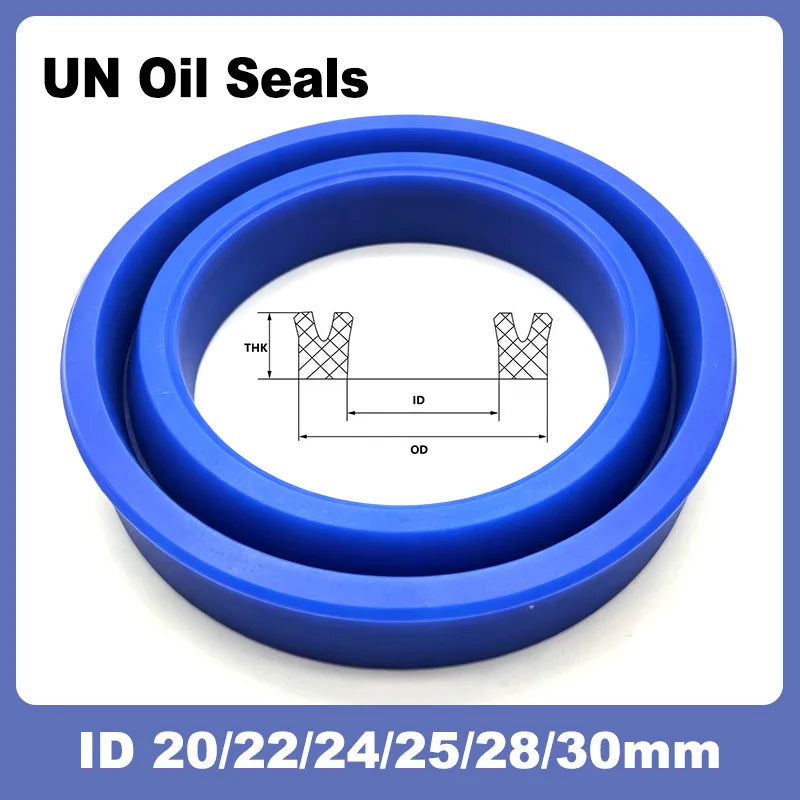 5/10PCS Blue UN Oil Seals ID 20/22/24/25/28/30mm PU Polyurethane Hydraulic Radial Shaft Piston Rod U Lip O Ring Sealing Gaskets