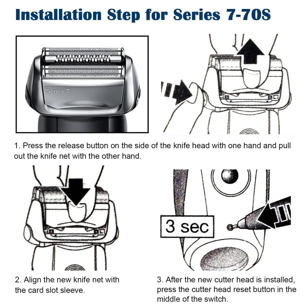 70B / 70S Replacement Shaver Heads Compatible with Braun Series 7