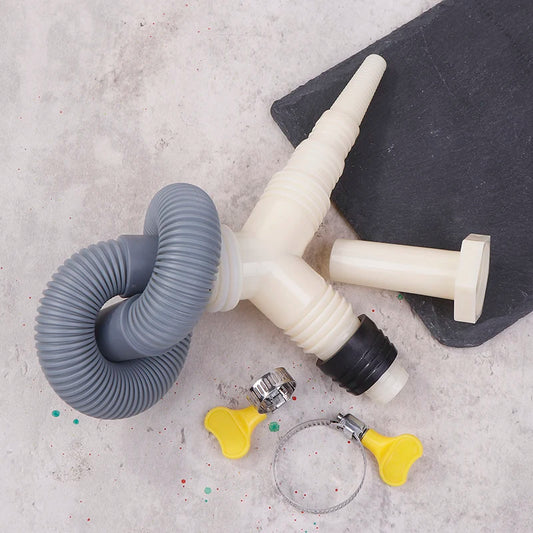 Convenient Washer-Dryer Drainage with Extended Hose and Adapter Tee