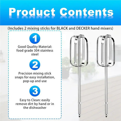 A97T For BLACK& DECKER Compatible 4Pcs Hand Mixer Beaters Stainless Steel Electric Hand Mixer Whisk Replacement Attach
