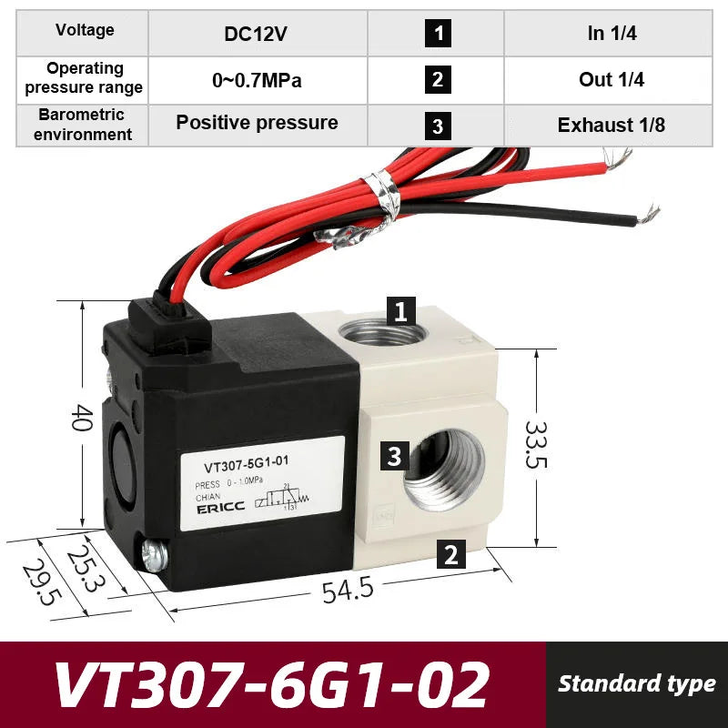 Pneumatic Direct-acting Solenoid Valve High Frequency VT307-3G 4G 5G 6G 4G1 5G1-01/02 Electromagnetic Two Three-way Vacuum Valve