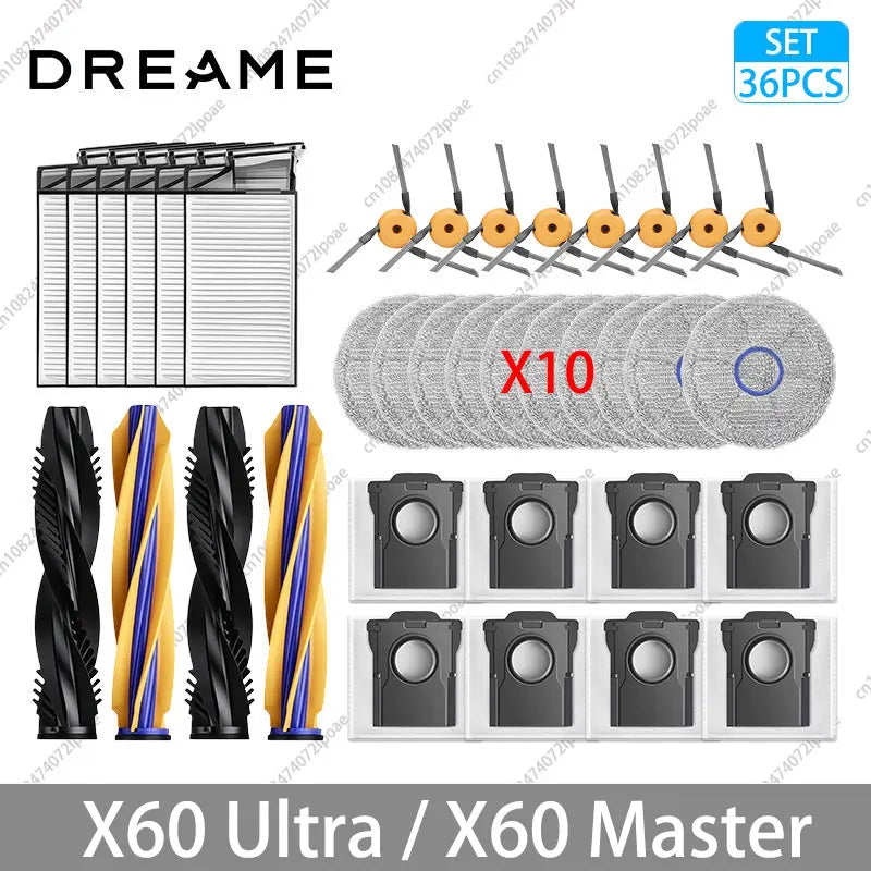 Dreame X60 Ultra / X60 Master Accessories Main Side Brush HEPA Filter Mop Cloths Dust Bag Vacuum Cleaner Replacement Spare Parts