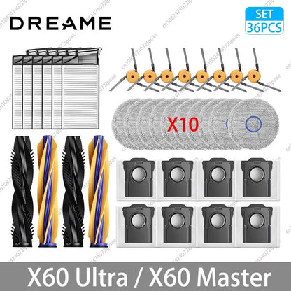 Dreame X60 Ultra / X60 Master Accessories Main Side Brush HEPA Filter Mop Cloths Dust Bag Vacuum Cleaner Replacement Spare Parts