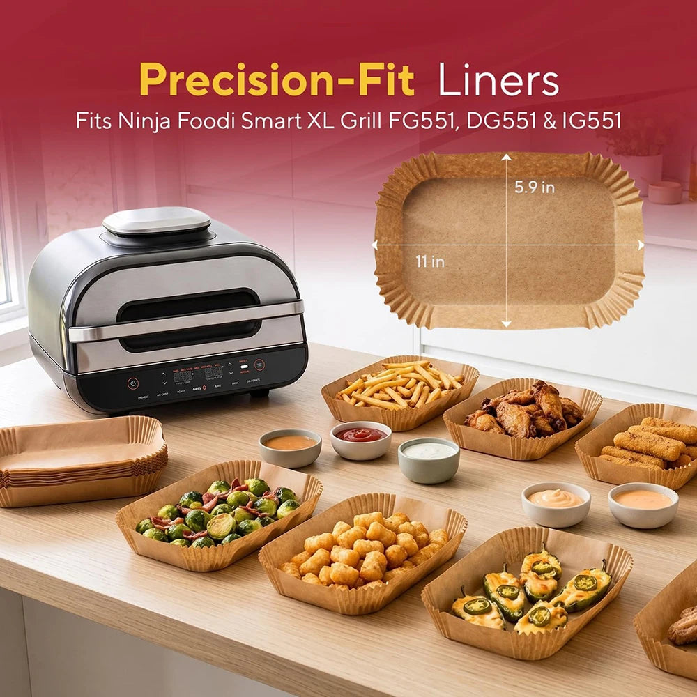 Air Fryer Paper Liners for Ninja Foodi Smart XL Grill Disposable Parchment Liners, Fits FG551, DG551 & IG551, Heat Safe to 428°F