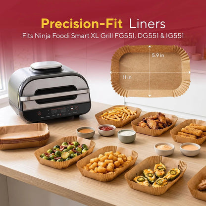 Air Fryer Paper Liners for Ninja Foodi Smart XL Grill Disposable Parchment Liners, Fits FG551, DG551 & IG551, Heat Safe to 428°F