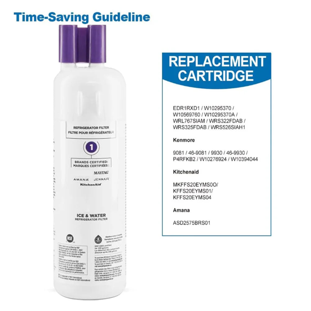 Replacement Refrigerator Water Filter Compatible with Whirlpool EDR1RXD1 / W10295370A / 9081 / P8RFWB2L / P4RFWB
