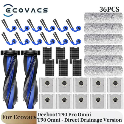 For Ecovacs Deebot T90 Pro Omni/T90 Omni Robot Vacuum Cleaner Parts Main Roller Side Brush Filter Mop Cloth Dust Bag Accessories