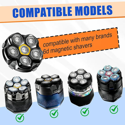 6 Blade Magnetic Replacement Shaving Heads Compatible with 6D Blade Head Compatible with Head Shavers for Bald Men