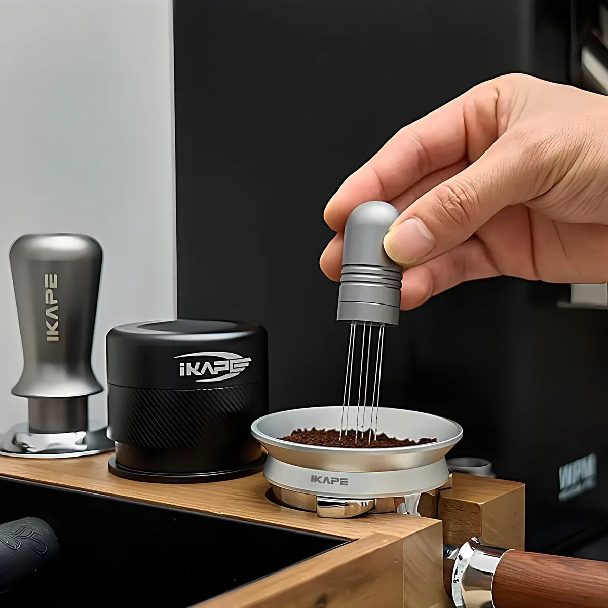 IKAPE Espresso Magnetic Dosing Funnel with All 51/54/58mm Espresso Portafilter, , Coffee Aluminum Dosing Ring Compatible，Silver