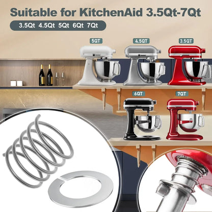 2024 Stainless Steel Spring and Washer 4 Pack Compatible with Kitchenaid Stand Mixer 3.5/4/5/6/7/8Qt Kitchen Aid Mixers Accessories