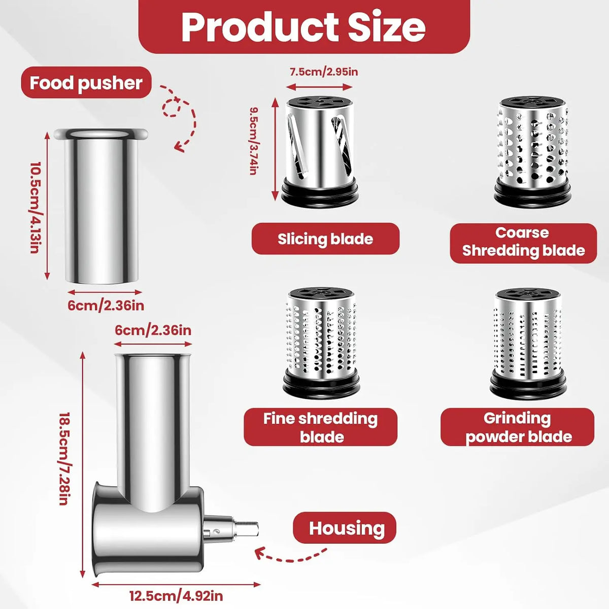 Stainless Steel Slicer Shredder Attachment for KitchenAid Stand Mixers Vegetable Slicer Cheese Grater Attachment for Kitchenaid
