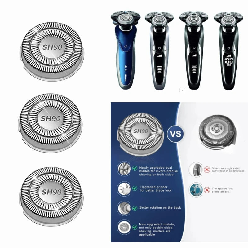 SH90 Electric ShaverReplacement Blade Heads, Compatible with Philips Norelco Shaver S9000, SW6700/91 SW9700/83 S9311/27 S9311/84 S9311/87