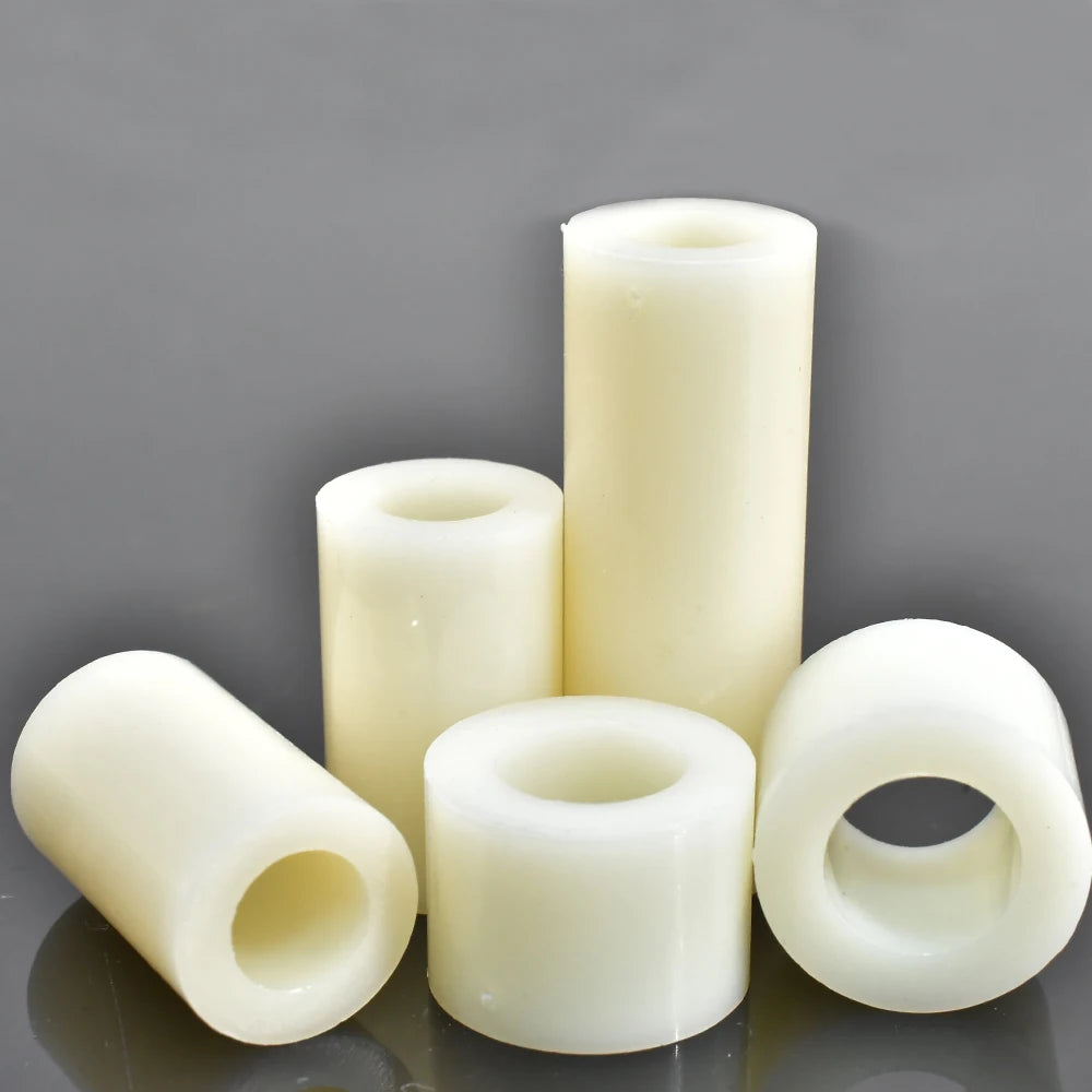 M3-M12 Round ABS Insulation Spacers Hollow Non Thread Standoff Rack Washer TV Install Plastic Column Pillars Beige 80-1000pcs