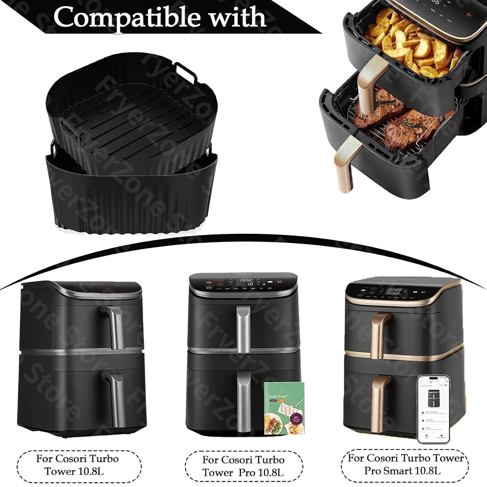 Silicone Mould for Cosori 10.8L - 2 Chamber Double Stack Airfryer Accessories, Hot Air Fryer Mould Specially Designed