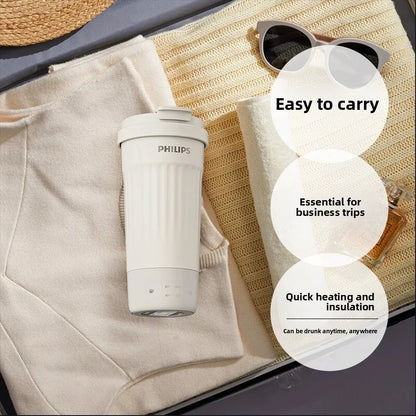 Compatible with Philips AWP3387 Portable Electric Heating Coffee Cup 450ml 4 Temp Levels 304 Stainless Steel Travel Water Boiler