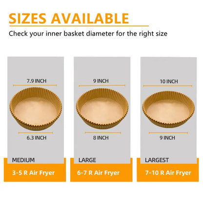 50-100pcs 6.3-9in Air fryer Baking Paper for Barbecue Plate Square Round Oven Pan Pad AirFryer Oil-Proof Disposable Paper Liner